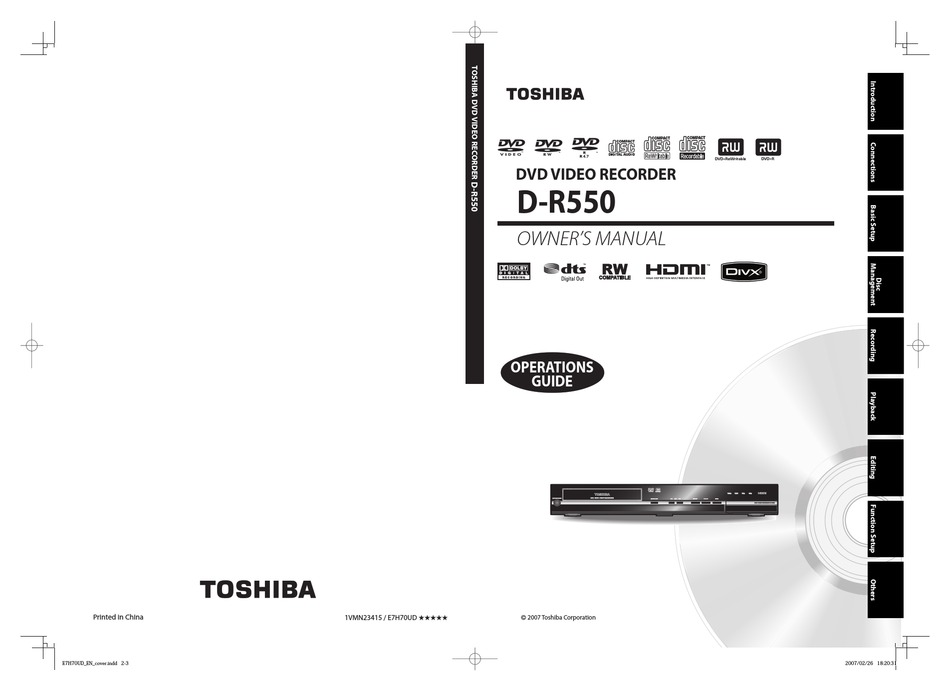 TOSHIBA D-R550KU OWNER'S MANUAL Pdf Download | ManualsLib
