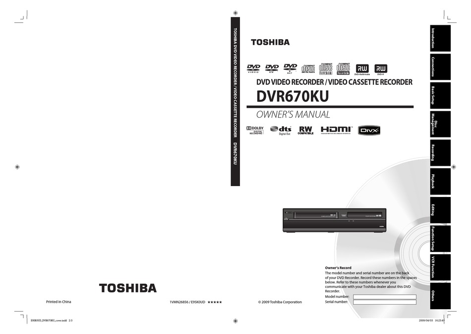 TOSHIBA DVR670KU OWNER'S MANUAL Pdf Download | ManualsLib