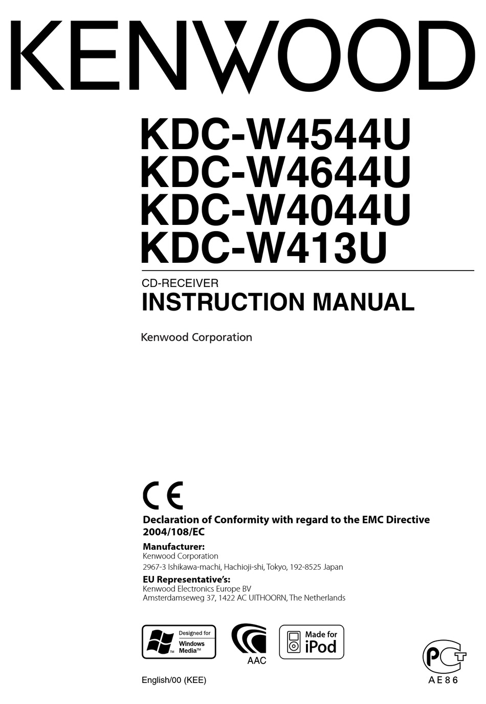 KENWOOD KDC-W4644UY CAR RECEIVER INSTRUCTION MANUAL | ManualsLib