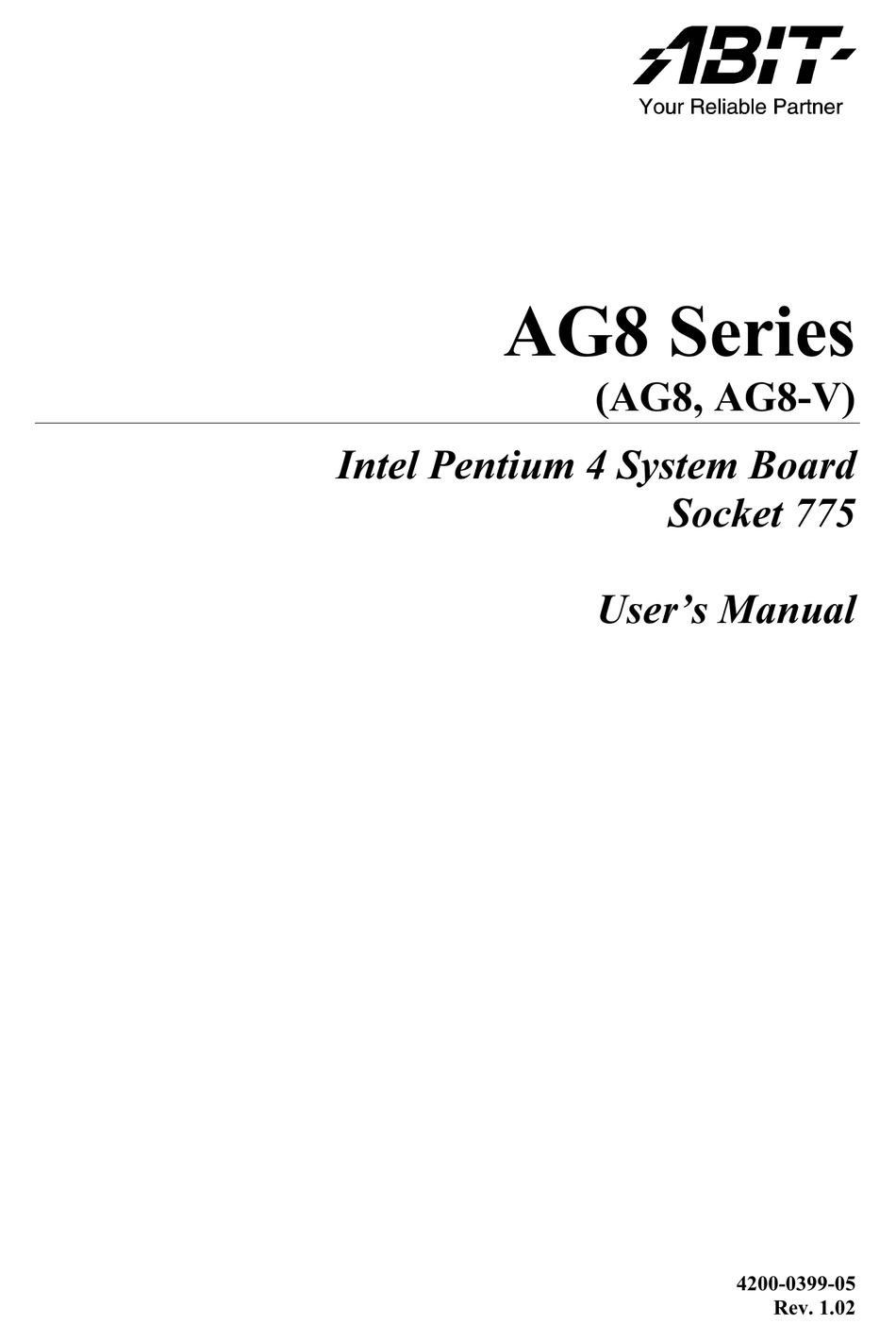 ABIT AG8 USER MANUAL Pdf Download | ManualsLib