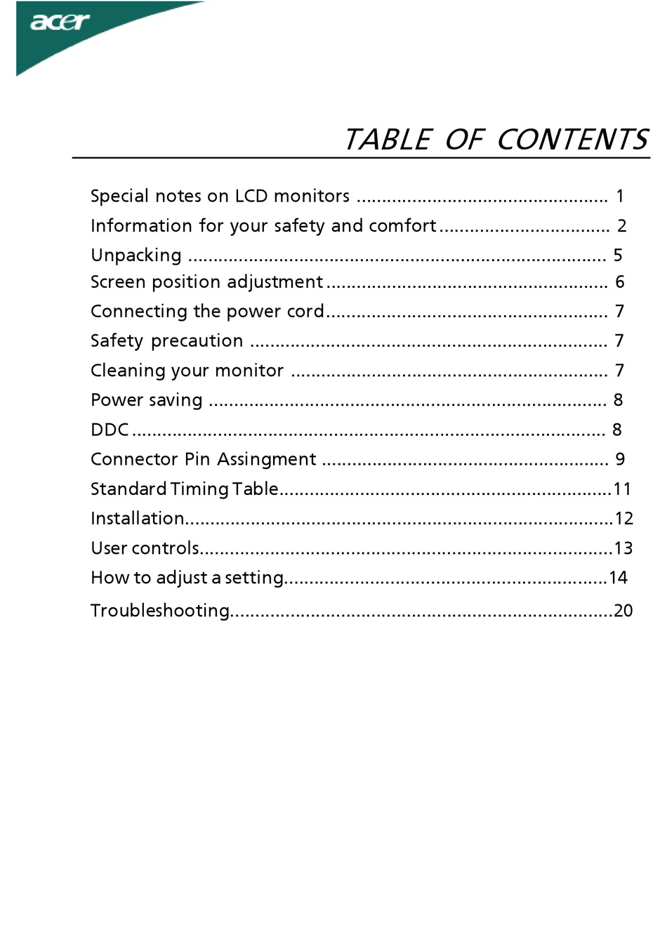 ACER X223W USER MANUAL Pdf Download | ManualsLib