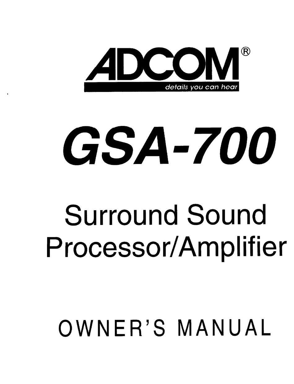 GSA700 AMPLIFIER OWNER