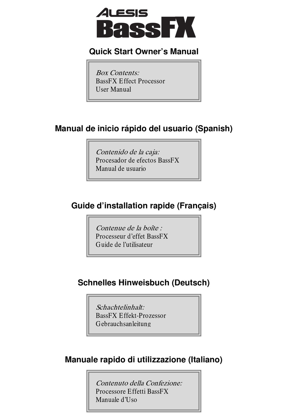 ALESIS BASSFX QUICK START OWNER'S MANUAL Pdf Download ManualsLib