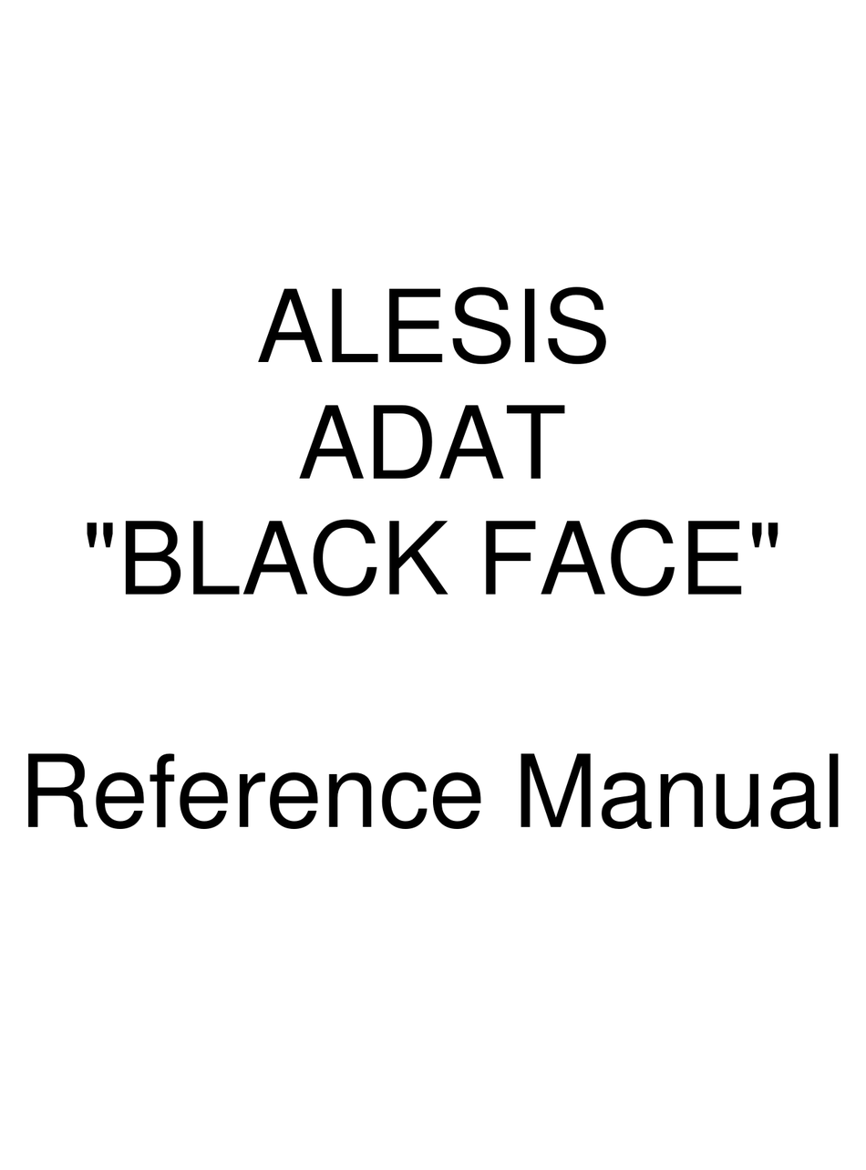 ALESIS ADAT REFERENCE MANUAL Pdf Download | ManualsLib