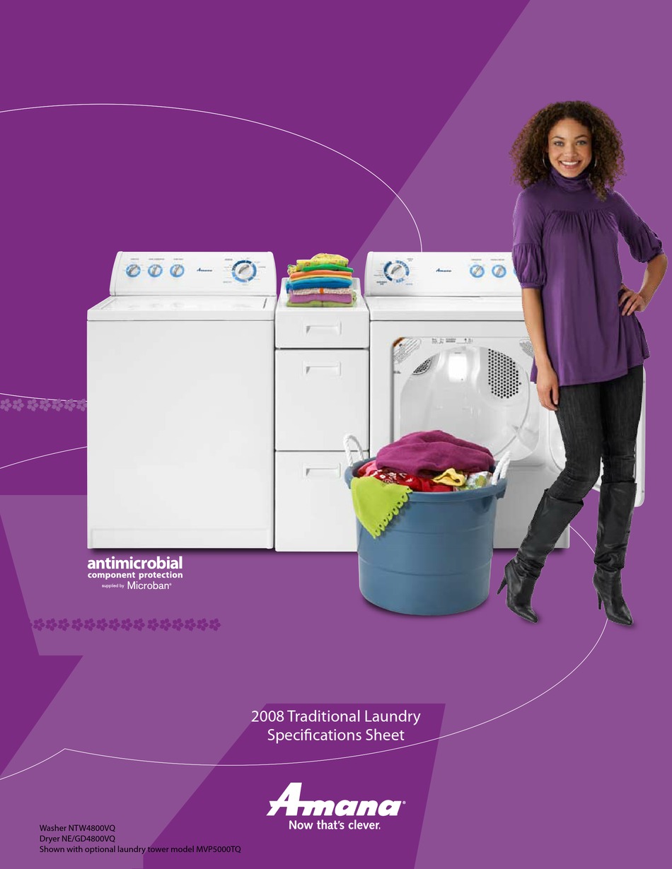 AMANA NTW4500 WASHER/DRYER SPECIFICATION SHEET ManualsLib