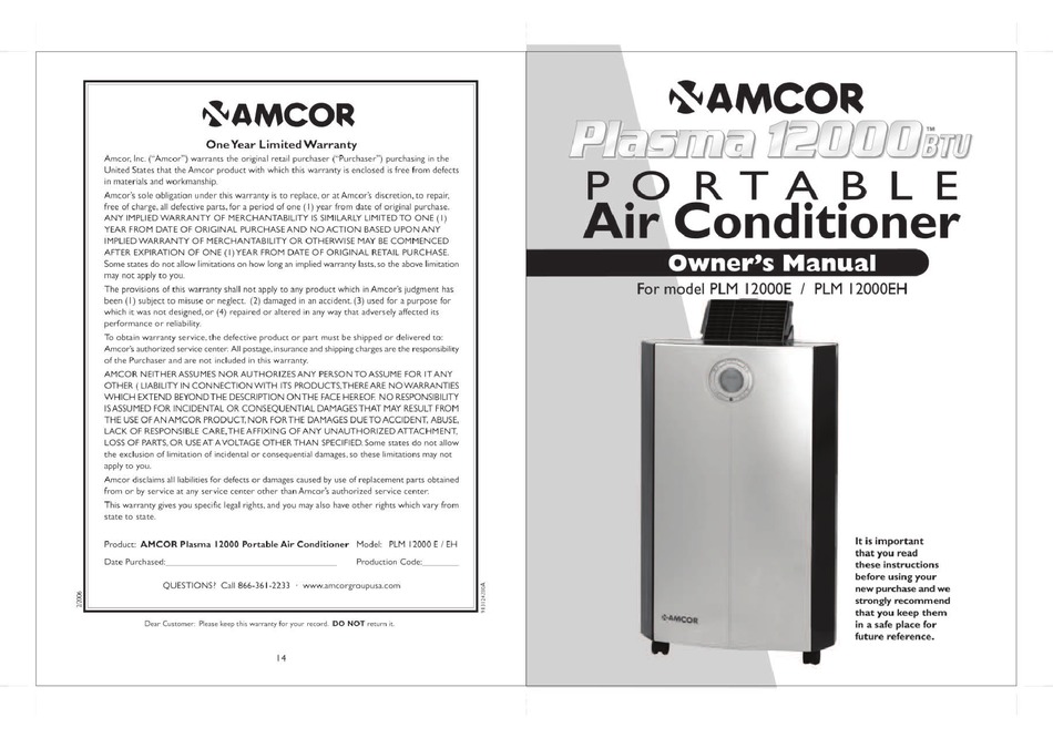 Amcor Plm12000e Owner S Manual Pdf Download Manualslib