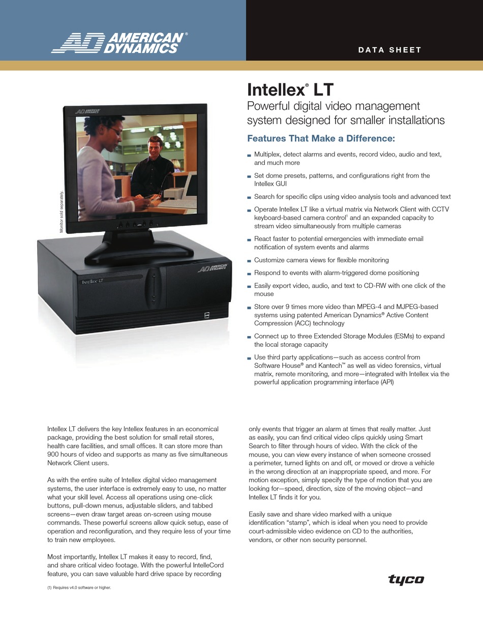 AMERICAN DYNAMICS INTELLEX INTELLEX LT DATASHEET Pdf Download | ManualsLib