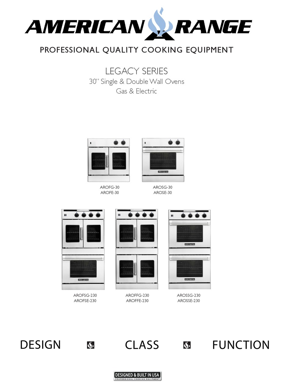 AMERICAN RANGE AROFG30 OVEN TECHNICAL SPECIFICATIONS ManualsLib