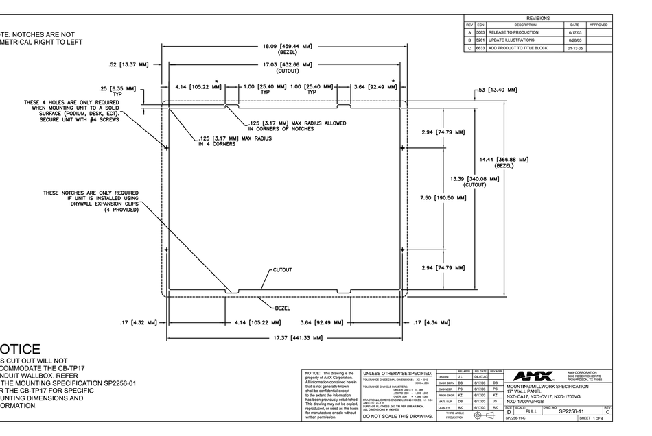 AMX NXD-CA17 TOUCH PANEL MOUNTING MANUAL | ManualsLib