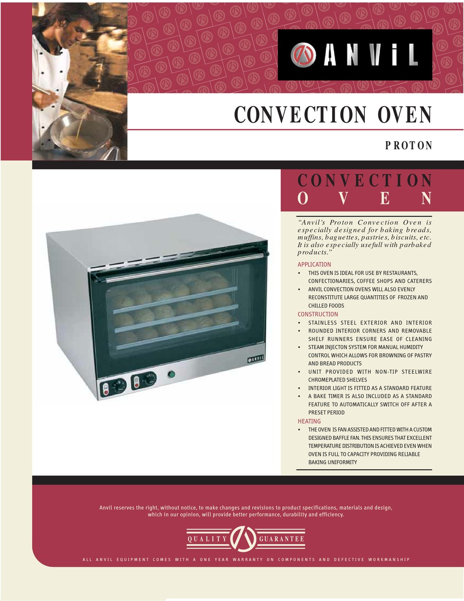 Anvil America COA8005 Proton Electric Convection Oven 4 Shelves