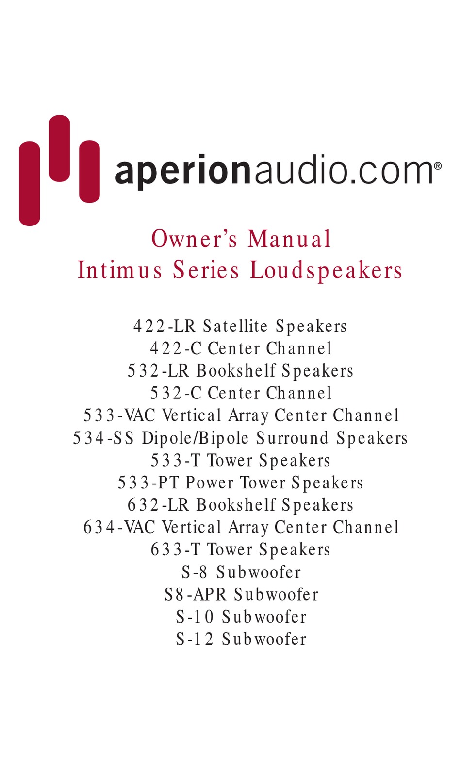 APERION AUDIO INTIMUS 4T SPEAKER OWNER 