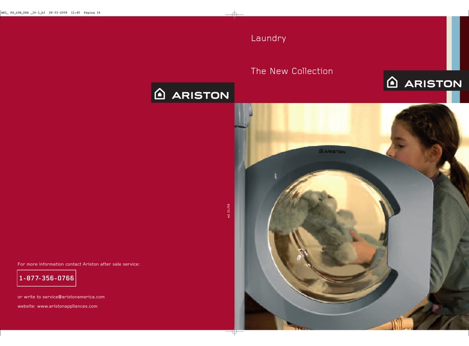 ARISTON AW 129 NA LAUNDRY APPLIANCE BROCHURE & SPECS | ManualsLib