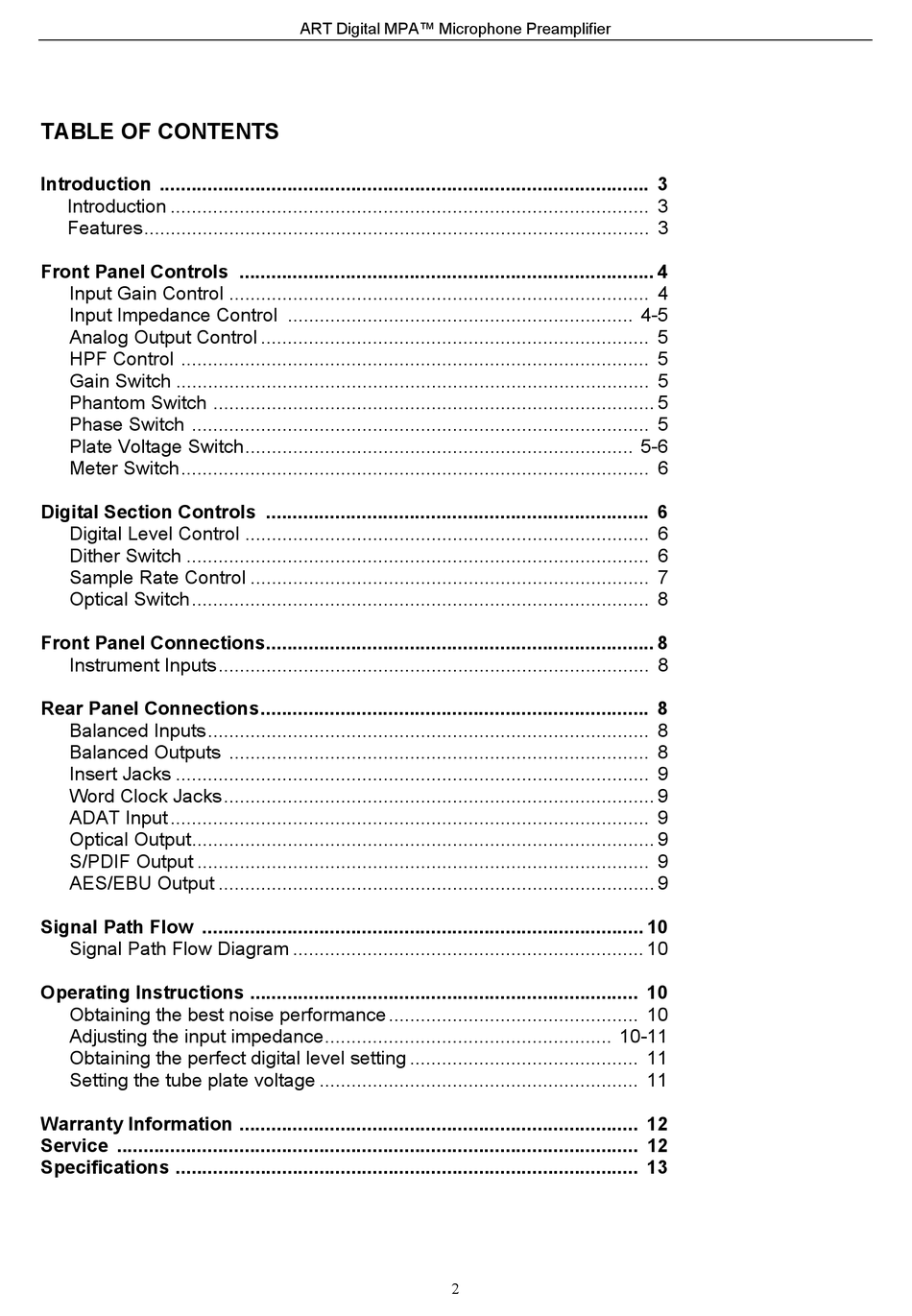 Art Digital Mpa User Manual Pdf Download Manualslib