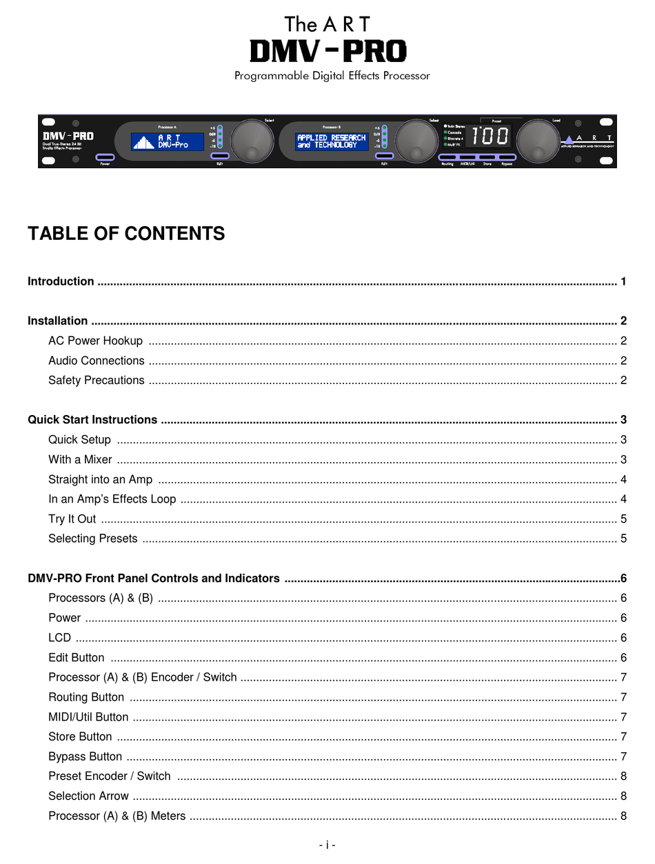 ART DMV PRO USER MANUAL Pdf Download | ManualsLib