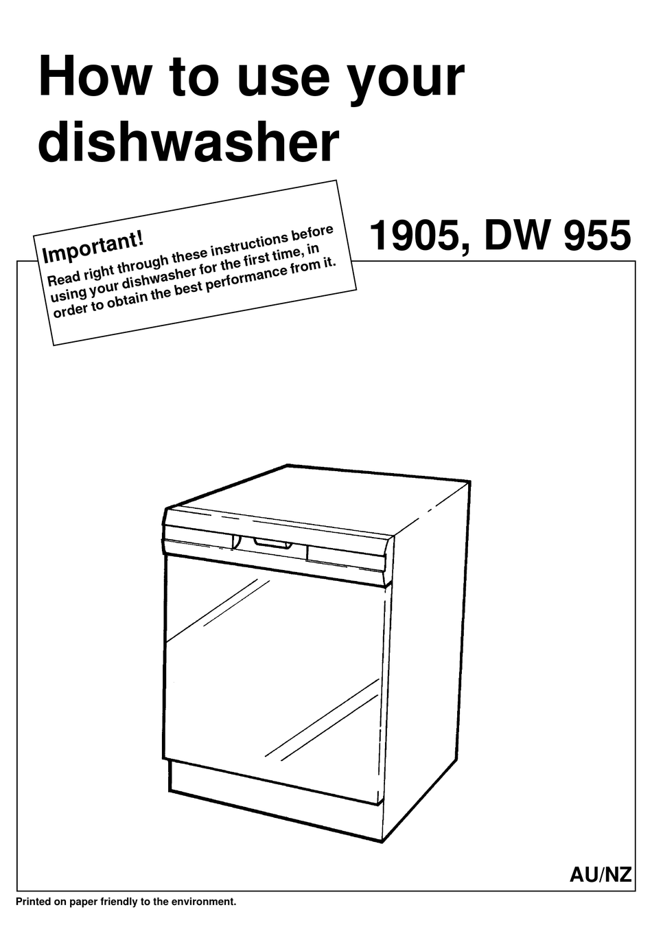 ASKO 1905 DISHWASHER HOW TO USE MANUAL ManualsLib
