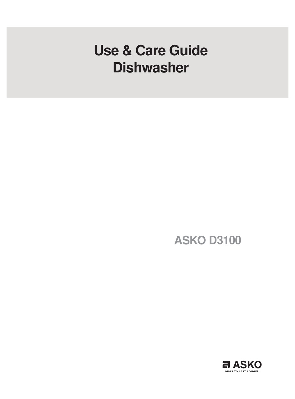 ASKO D3100 DISHWASHER USE AND CARE MANUAL ManualsLib