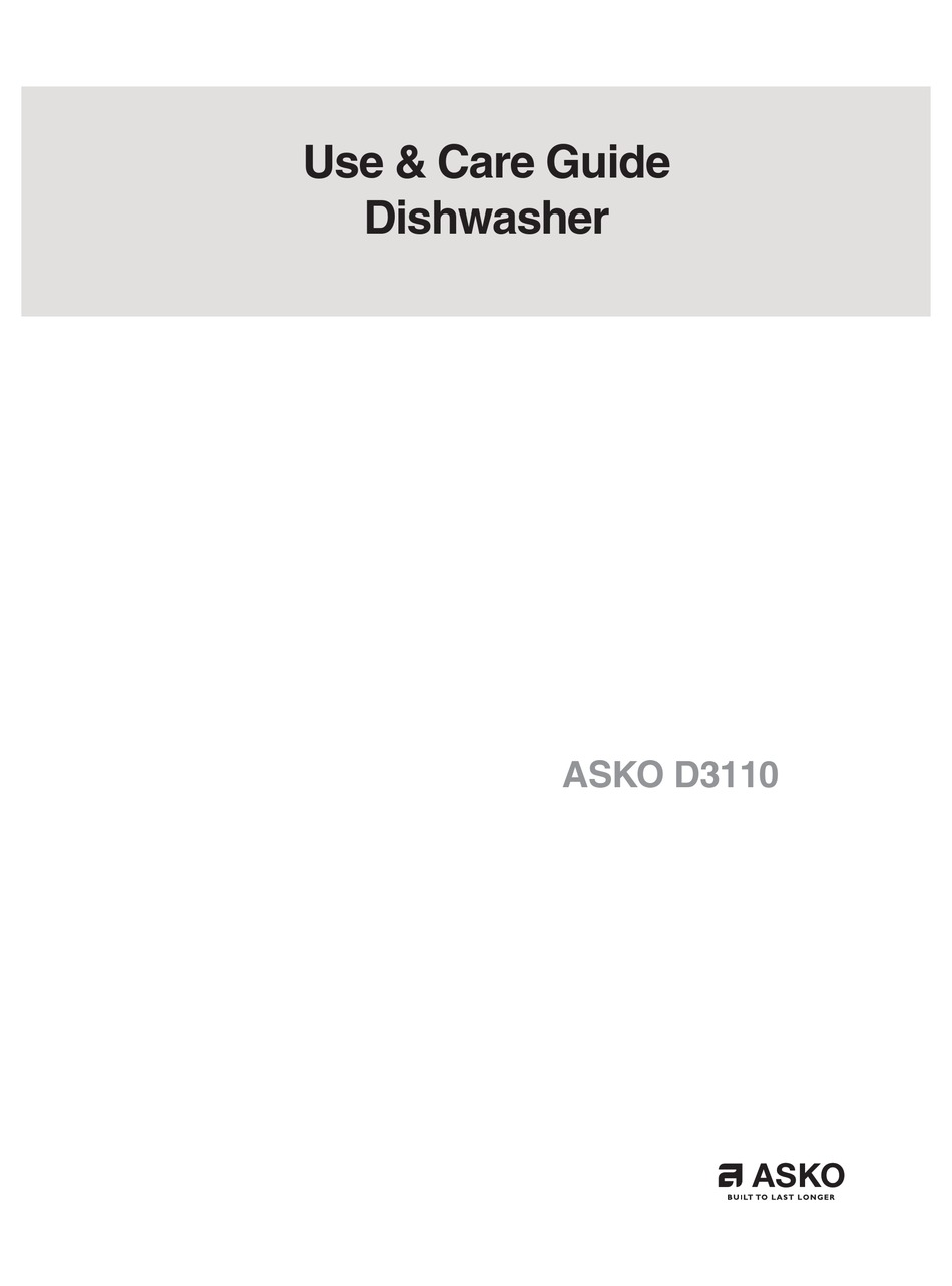 ASKO D3110 USE AND CARE MANUAL Pdf 
