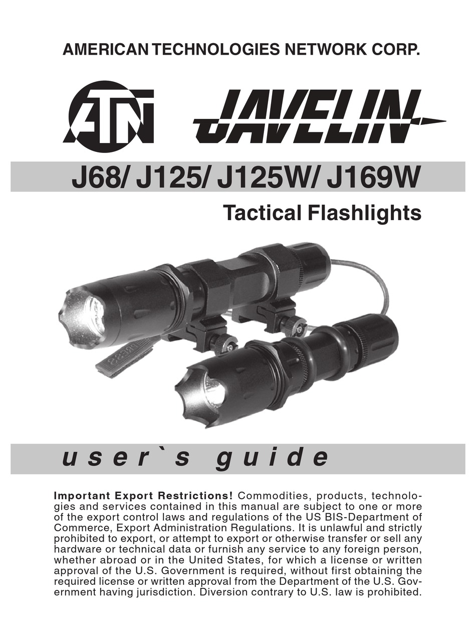ATN JAVELIN J125 FLASHLIGHT USER MANUAL ManualsLib