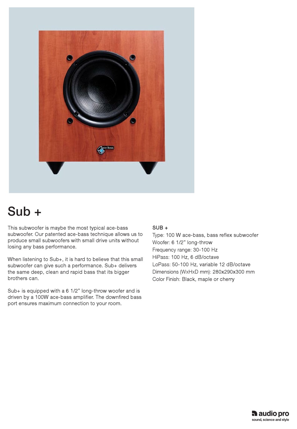 AUDIO PRO AVANTEK SUB PLUS SUBWOOFER 
