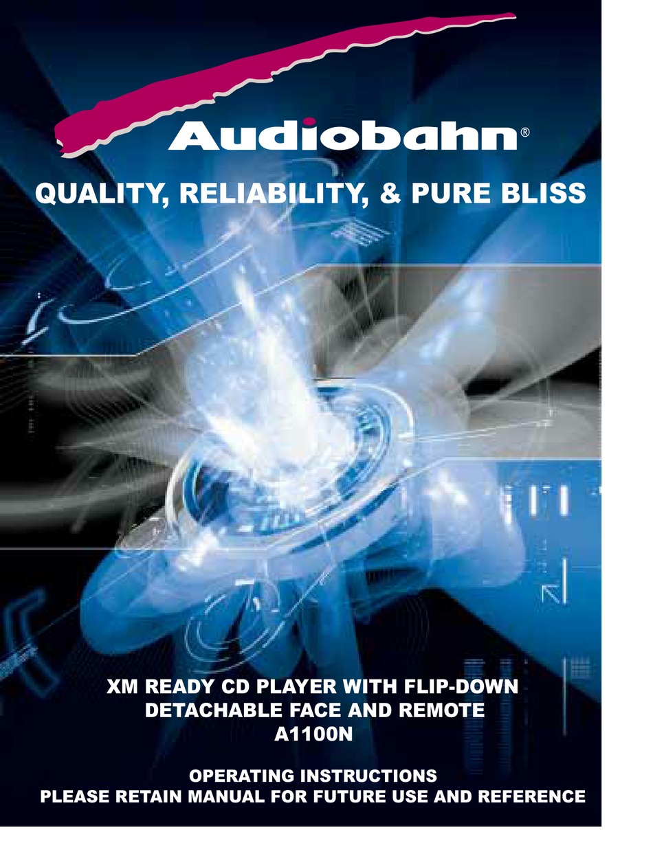 AUDIOBAHN A1100N CAR RECEIVER OPERATING INSTRUCTIONS MANUAL | ManualsLib