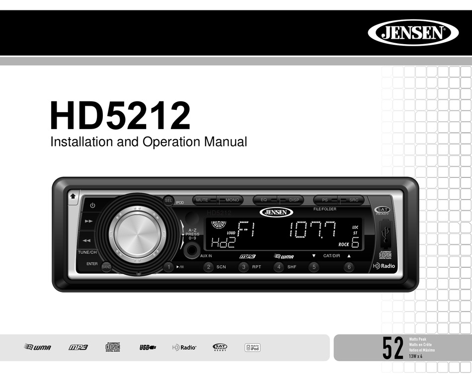 AUDIOVOX HD5212 CAR RECEIVER INSTALLATION AND OPERATION MANUAL ManualsLib