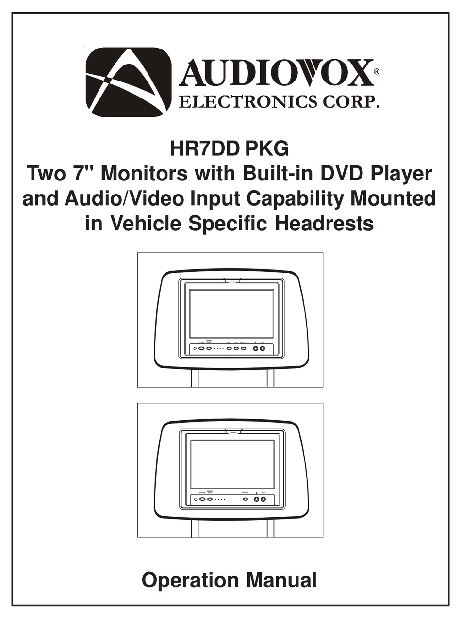 AUDIOVOX HR7DD PKG CAR VIDEO SYSTEM OPERATION MANUAL ManualsLib