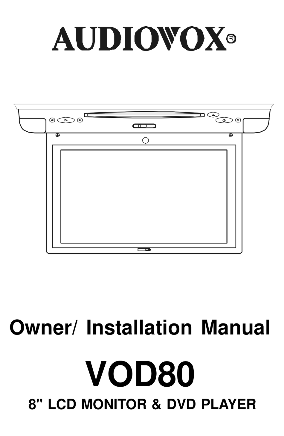 AUDIOVOX VOD80 CAR VIDEO SYSTEM OWNERS & INSTALLATION MANUAL ManualsLib