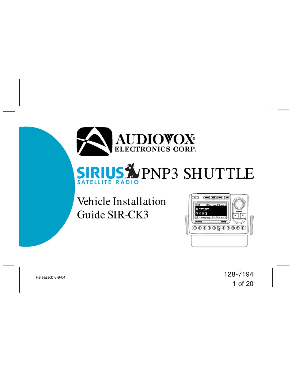 AUDIOVOX SIRCK3 RADIO INSTALLATION MANUAL ManualsLib