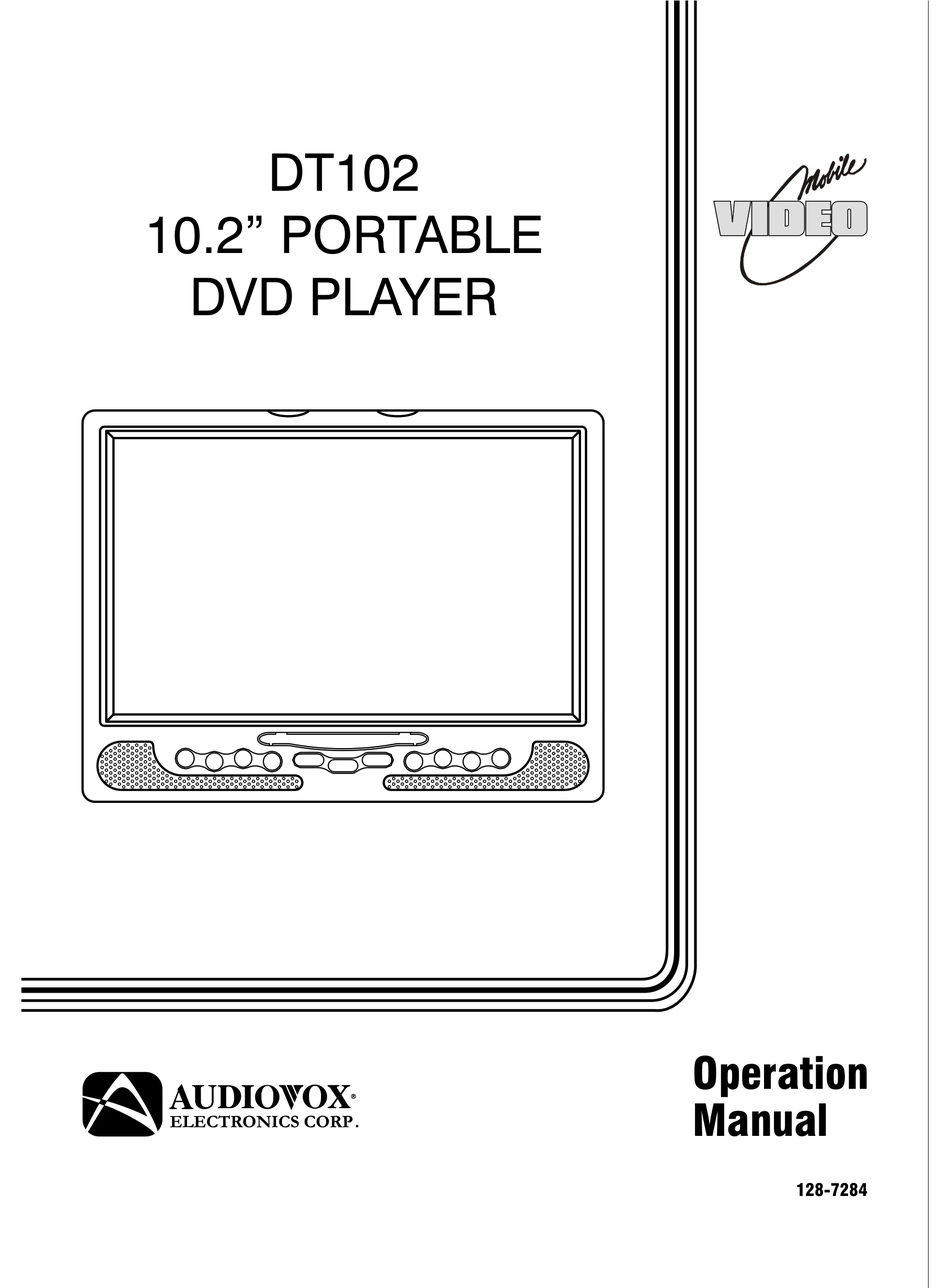 AUDIOVOX DT102 PORTABLE DVD PLAYER USER MANUAL ManualsLib