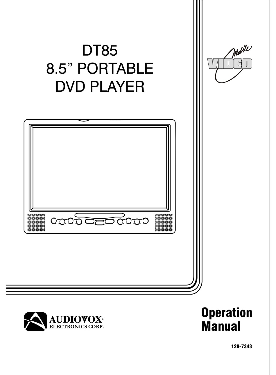 AUDIOVOX DT85 PORTABLE DVD PLAYER OPERATION MANUAL ManualsLib