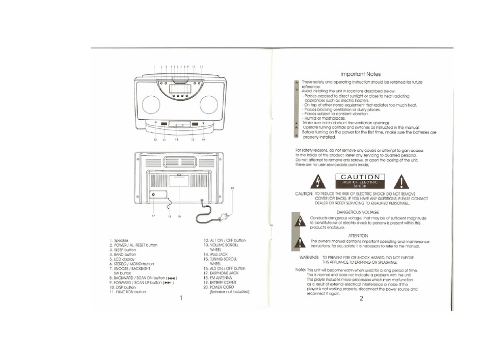 AUDIOVOX CE609CR CLOCK RADIO USER MANUAL ManualsLib
