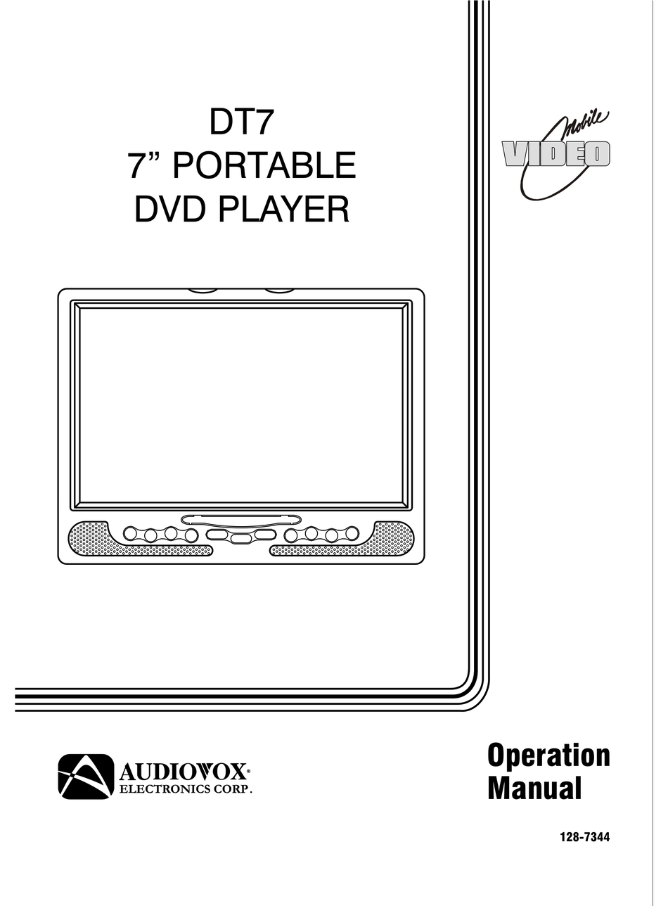AUDIOVOX DT7 PORTABLE DVD PLAYER OPERATION MANUAL ManualsLib