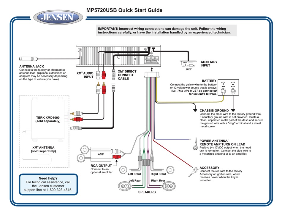 Jensen Mp5720usb Car Stereo System Quick Start Manual 