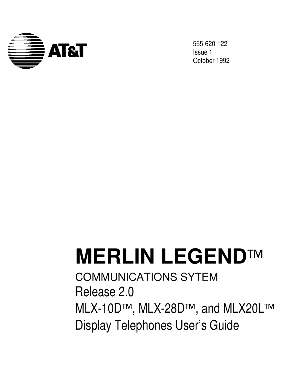 At T Merlin Legend Mlx 10d User Manual Pdf Download Manualslib