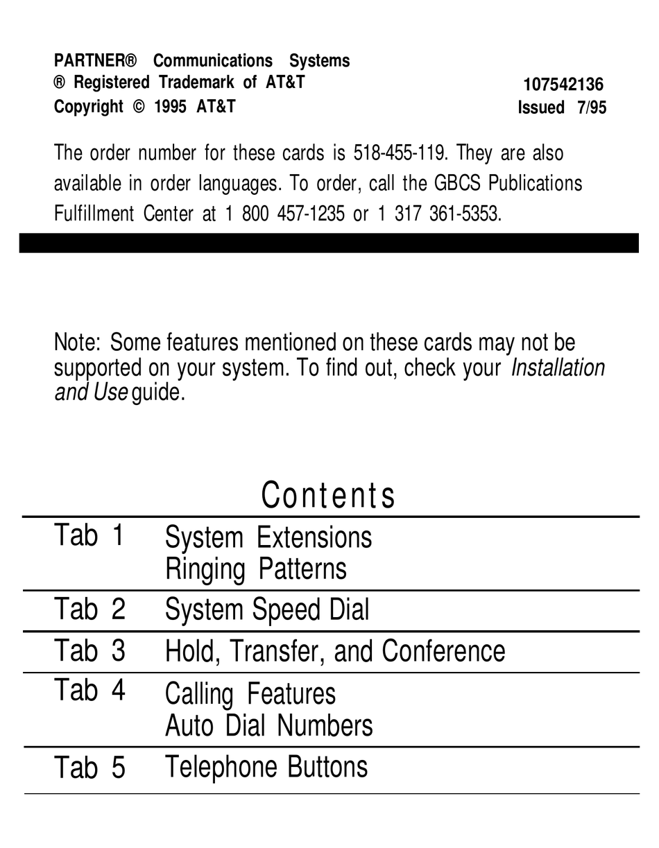 AVAYA PARTNER 18 TELEPHONE REFERENCE MANUAL | ManualsLib