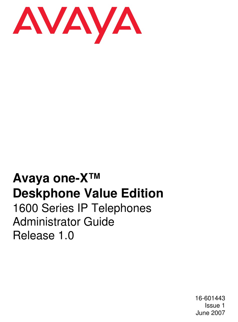 AVAYA ONEX 1603 IP PHONE ADMINISTRATOR