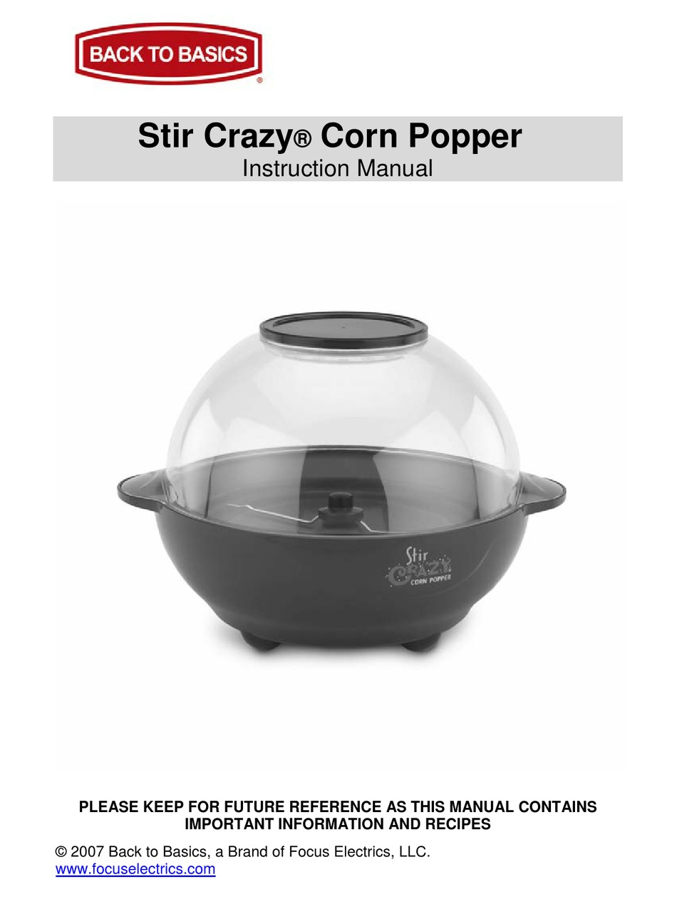 BACK TO BASICS STIR CRAZY PC17589 INSTRUCTION MANUAL Pdf Download