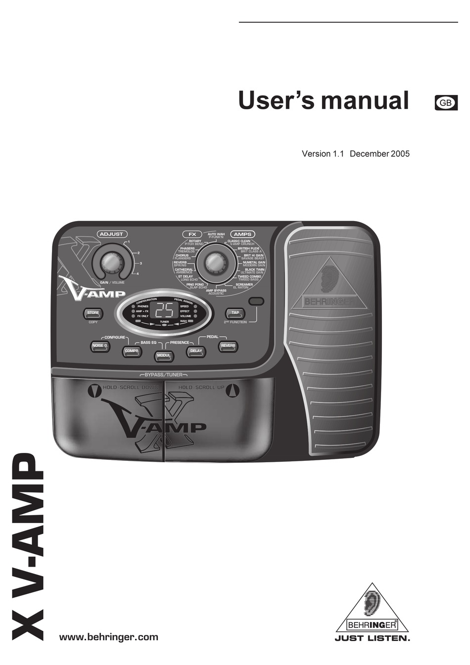 Behringer X V Amp Amplifier User Manual Manualslib