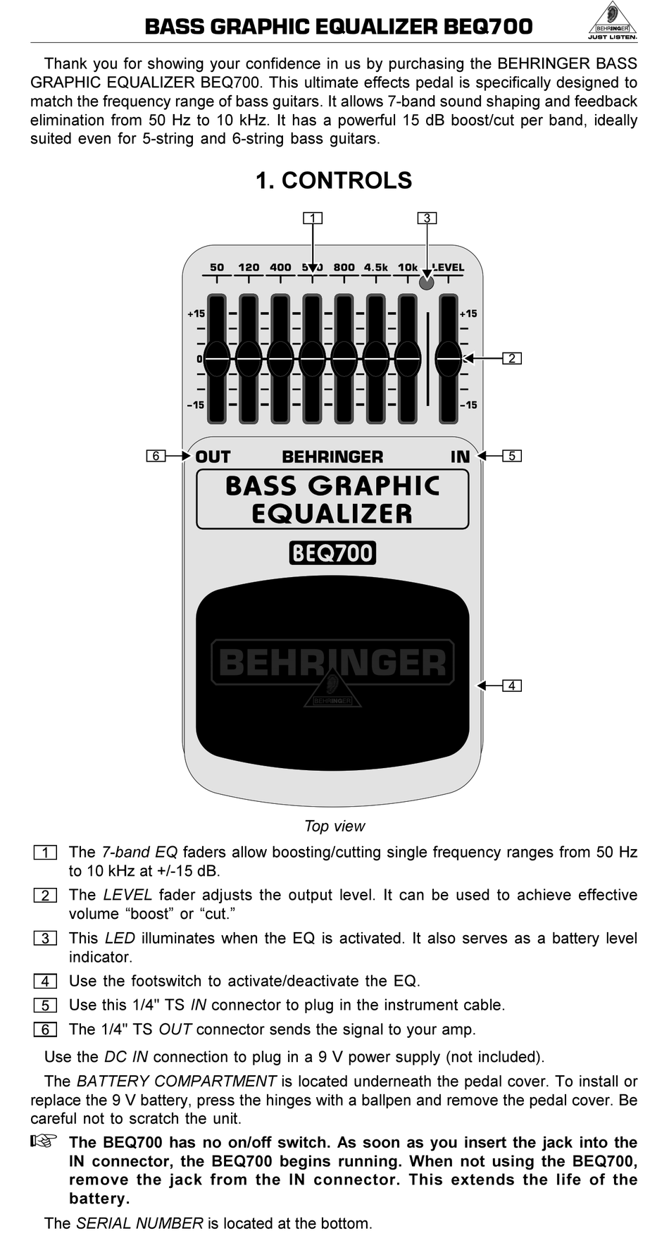 BEHRINGER BEQ700 STEREO EQUALIZER USER MANUAL ManualsLib