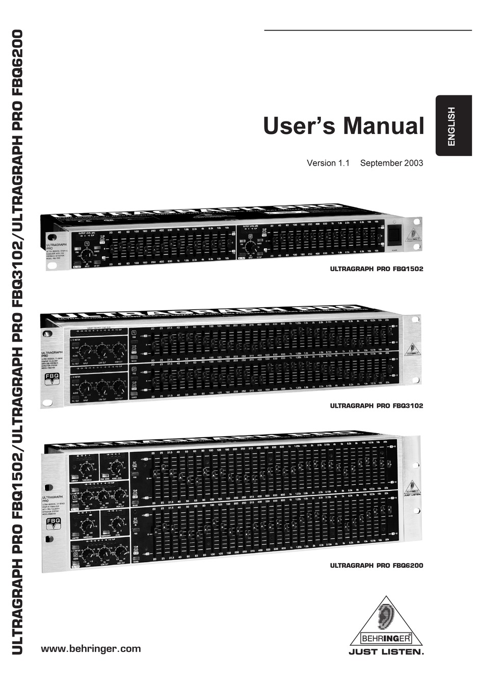 BEHRINGER ULTRAGRAPH PRO FBQ1502 USER MANUAL Pdf Download ManualsLib