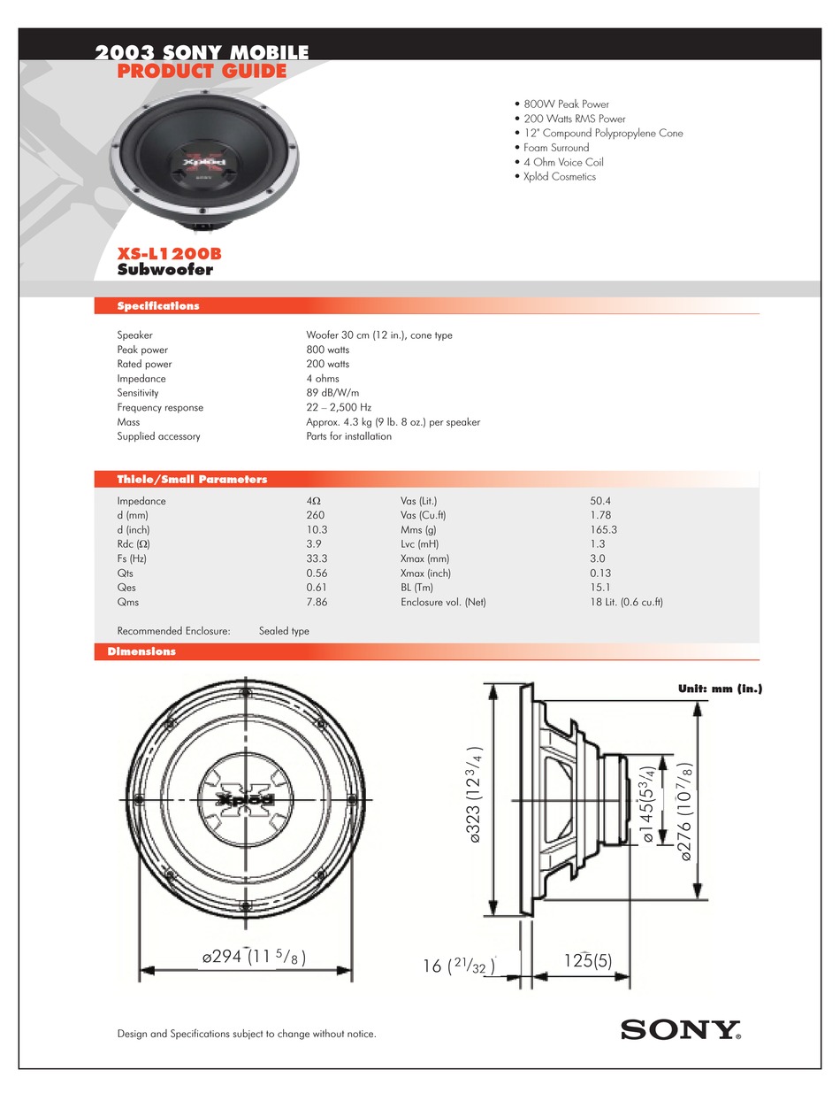 sony xplod xs l1200b