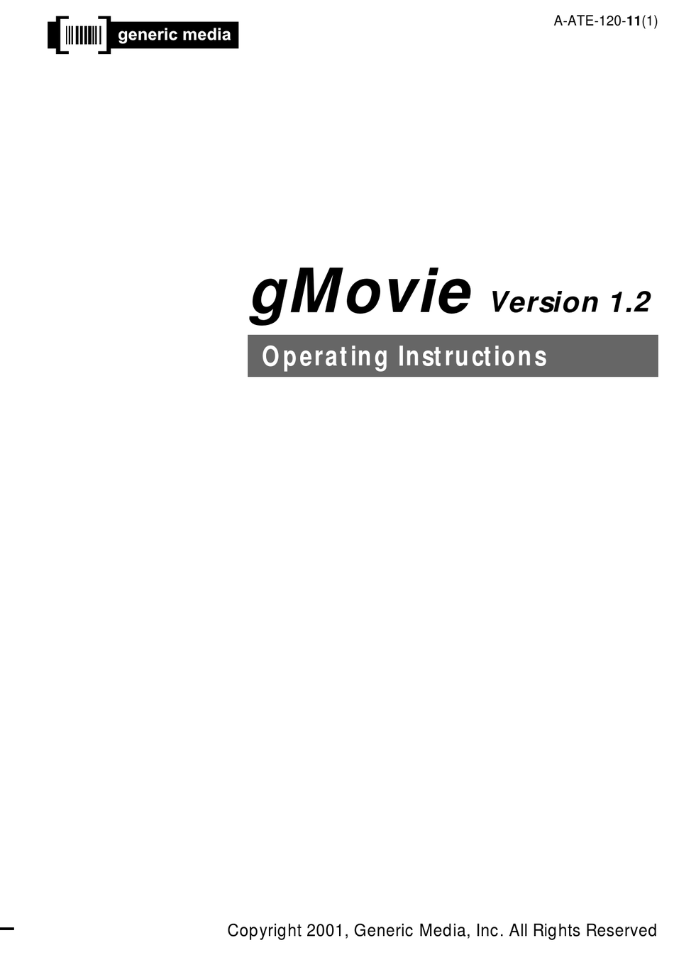 GENERIC MEDIA PEGN710C PICTUREGEAR POCKET OPERATING INSTRUCTIONS