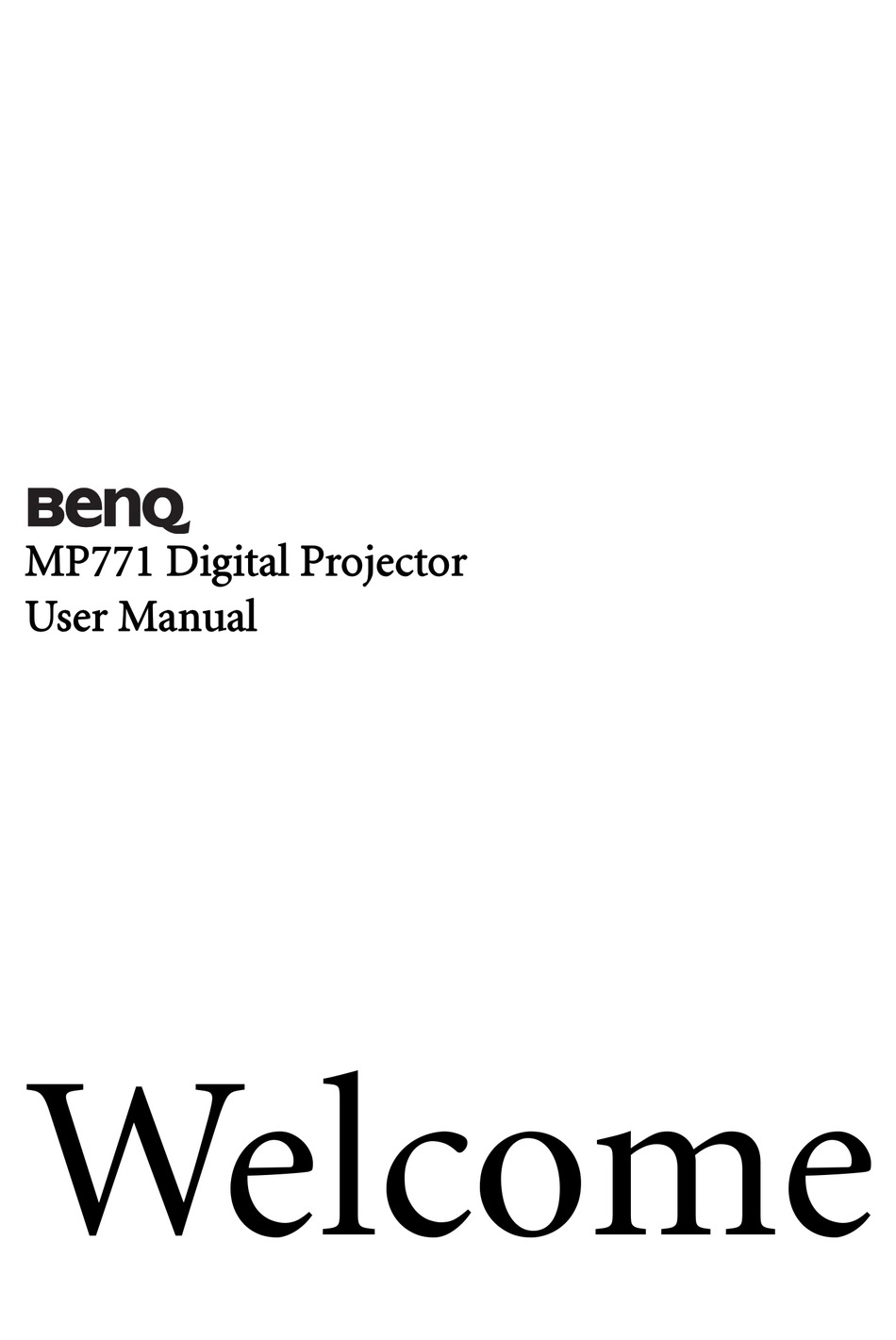 BenQ CD DISCO BENQ MP771 DIGITAL PROJECTOR  USER MANUAL 