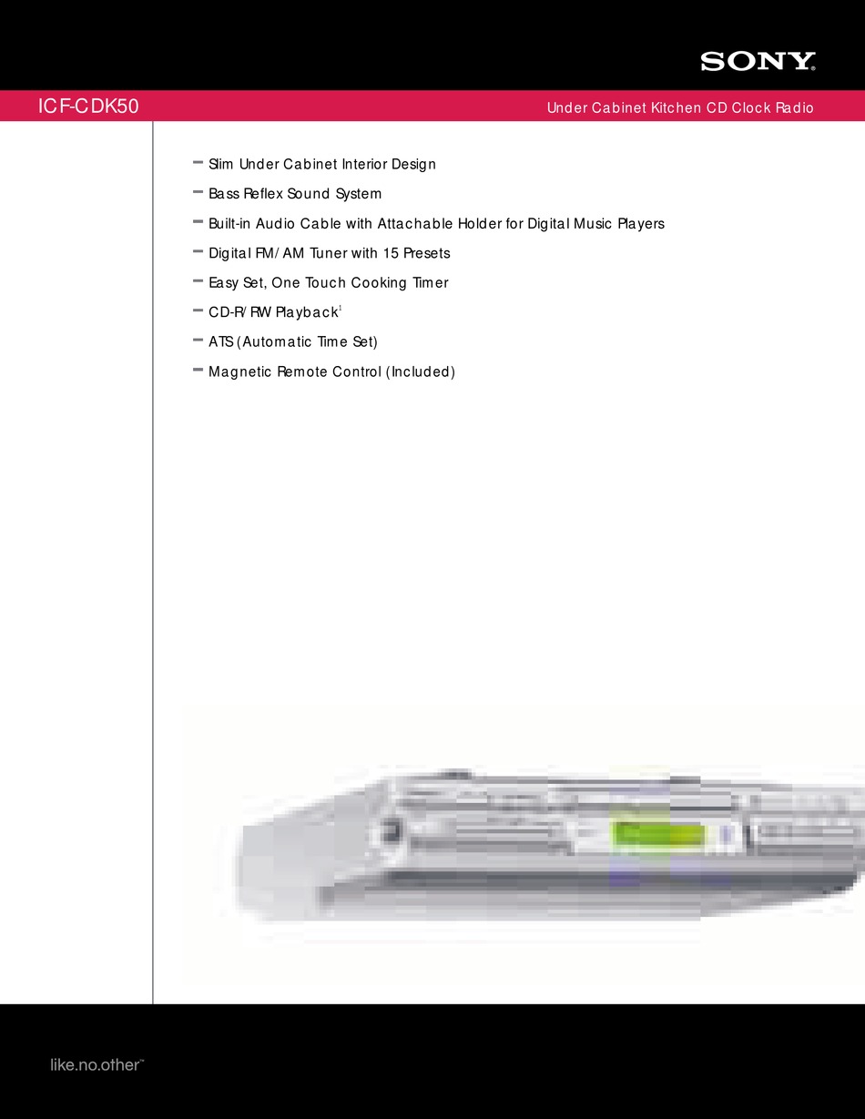 SONY ICFCDK50 MARKETING CLOCK RADIO SPECIFICATIONS ManualsLib