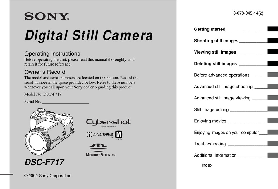 SONY DSCF717 OPERATING INSTRUCTIONS (PRIMARY MANUAL) OPERATING