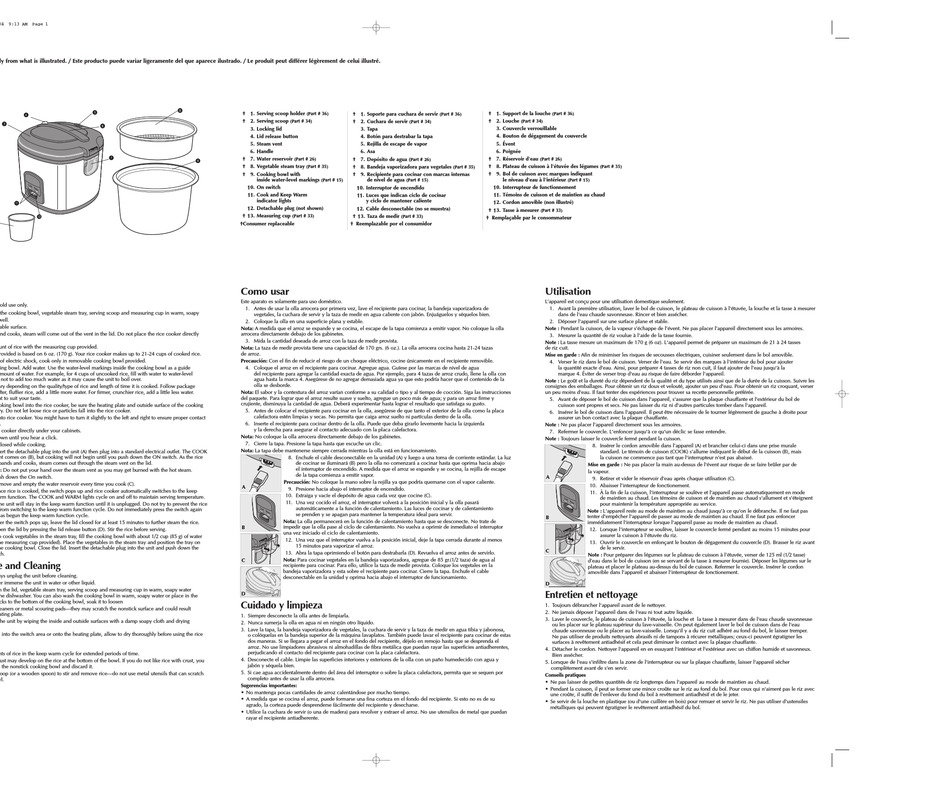 BLACK DECKER RC850 RICE COOKER USE AND CARE BOOK ManualsLib