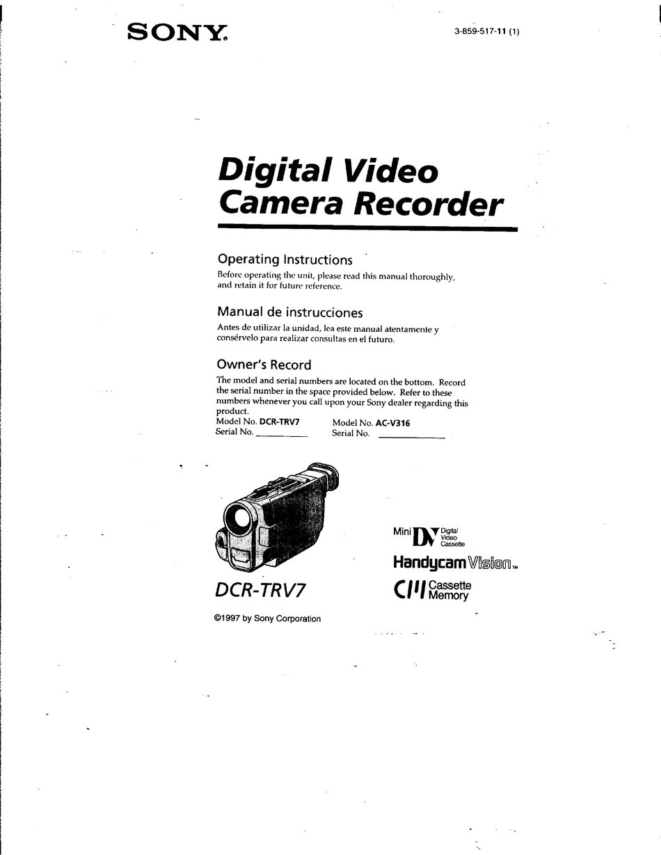 SONY DCR-TRV7 OPERATING INSTRUCTIONS (ENGLISH AND SPANISH