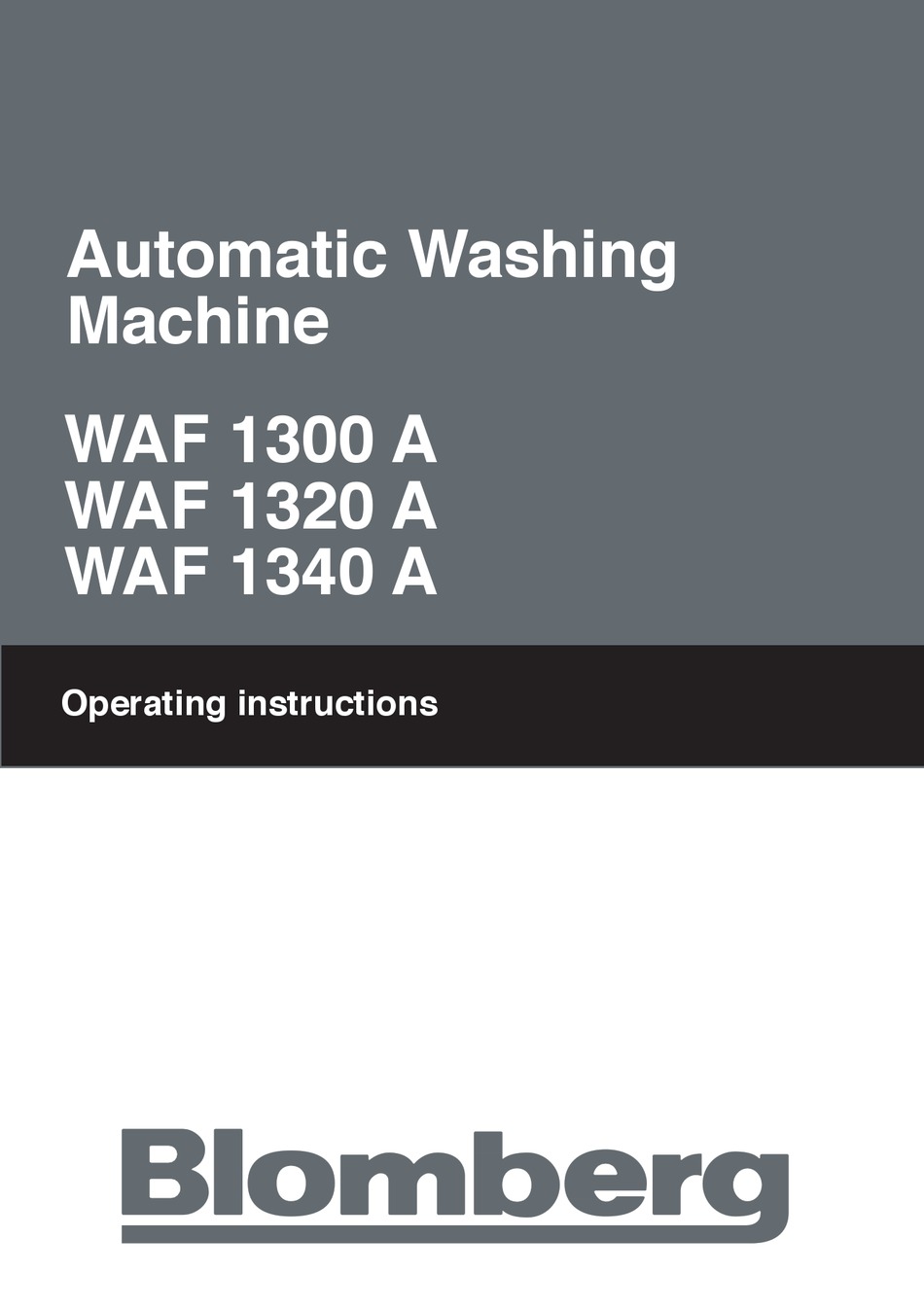 BLOMBERG WAF 1300 WASHER OPERATING INSTRUCTIONS MANUAL | ManualsLib