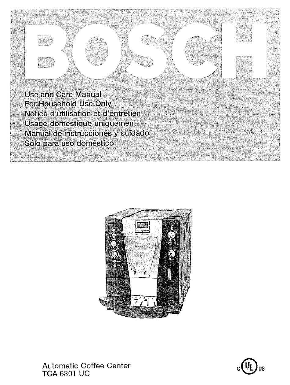 BOSCH TCA6301UC COFFEE MAKER USE AND CARE MANUAL ManualsLib