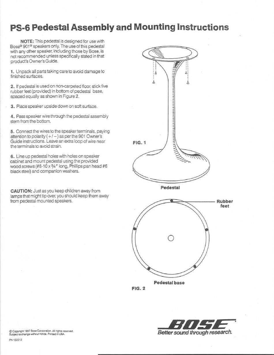 BOSE 901 SPEAKER ASSEMBLY AND MOUNTING INSTRUCTIONS ManualsLib